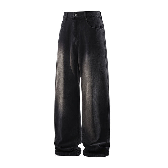 Damen Weite High‑Waist Baggy‑Jeans mit elastischem Bund und Used‑Look Nord Taschen