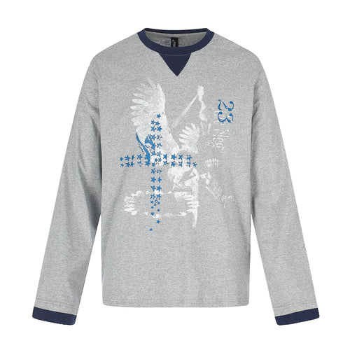 Herren Langarm-Sweatshirt mit Kontrast-Bündchen und Adler-Star-Print Nord Taschen