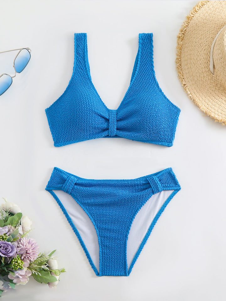 Damen Zweiteiliger Bikini mit verspieltem Wellenmuster