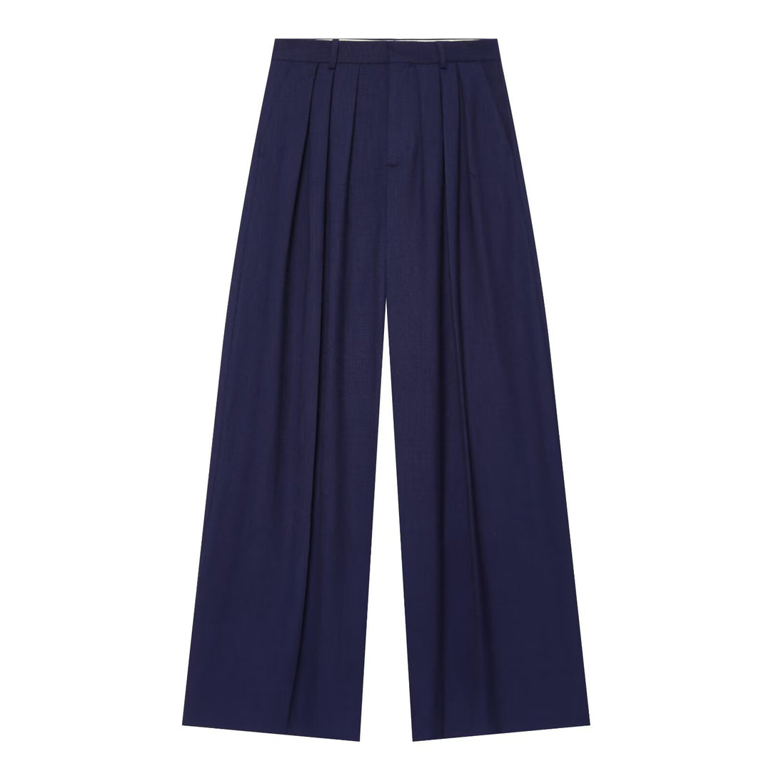 Damen Weite Bundfaltenhose im Palazzo‑Stil mit hoher Taille Nord Taschen