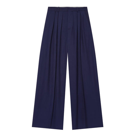 Damen Weite Bundfaltenhose im Palazzo‑Stil mit hoher Taille Nord Taschen