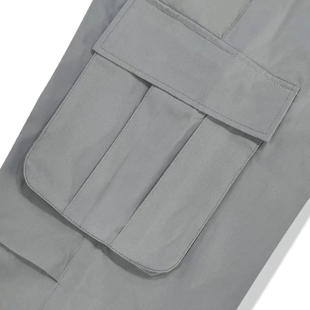 Herren Weite Utility-Cargohose mit übergroßen Klappentaschen & elastischem Tunnelzugbund Nord Taschen