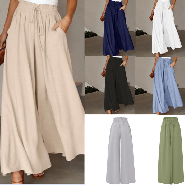 Damen Elegante und luftige weite Hose mit Gummizug und Taschen
