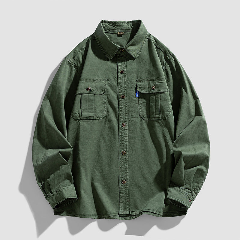 Herren Overshirt aus robustem Baumwoll-Twill mit Pattentaschen und durchgehender Knopfleiste Nord Taschen