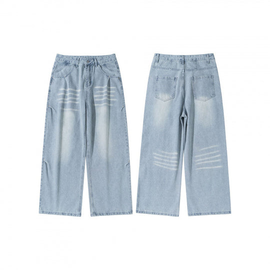 Damen Weite High‑Waist Jeans im Vintage‑Denim mit Used‑Effekt Nord Taschen