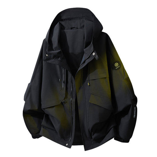 Herren Oversize Utility-Kapuzenjacke mit Multifunktions-Taschen, Zwei-Wege-Reißverschluss & verstellbarem Saum Nord Taschen