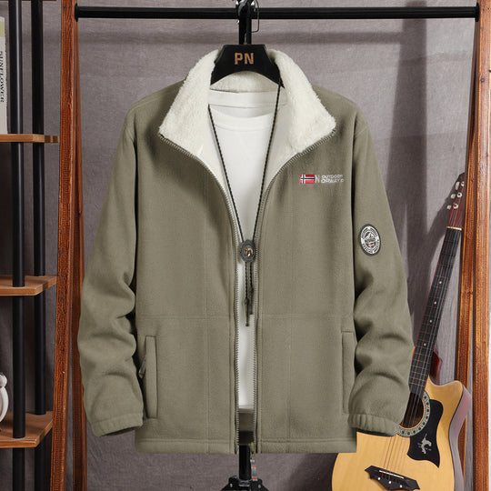 Herren Warme Fleecejacke mit Teddykragen, durchgehendem Reißverschluss und Utility-Taschen Nord Taschen
