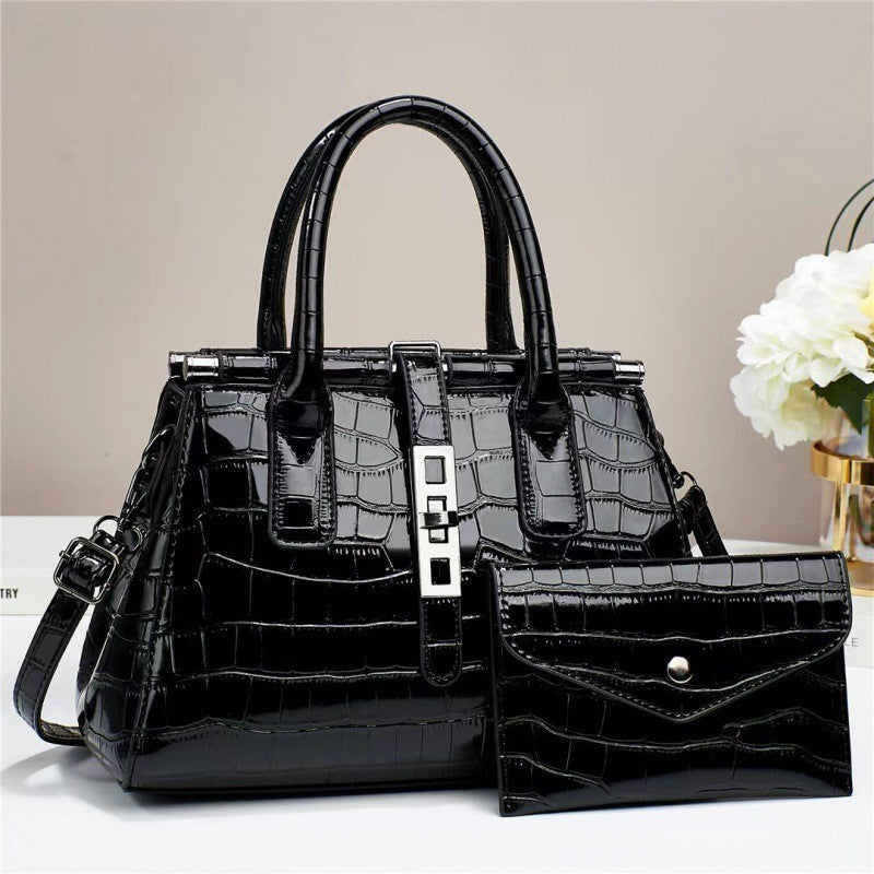 Damen Handtasche im eleganten Krokodil-Look mit abnehmbarer Clutch Nord Taschen