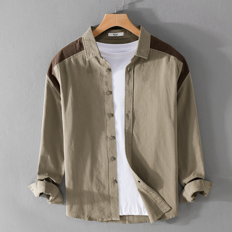 Herren Overshirt mit Kontrastpasse und lockerem Schnitt aus Baumwollmix Nord Taschen