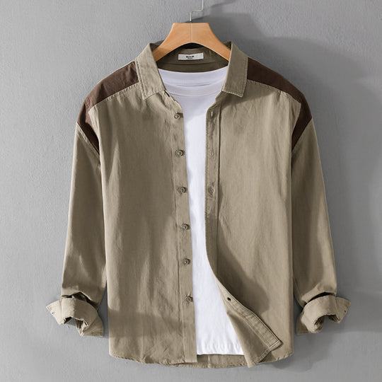 Herren Overshirt mit Kontrastpasse und lockerem Schnitt aus Baumwollmix Nord Taschen