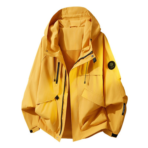 Herren Oversize Utility-Kapuzenjacke mit Multifunktions-Taschen, Zwei-Wege-Reißverschluss & verstellbarem Saum Nord Taschen