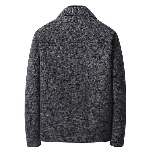 Herren Wollmix-Kurzjacke mit Hemdkragen und fein strukturierter Tweed-Optik Nord Taschen