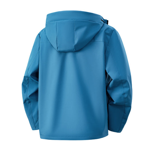 Herren Minimalistische Softshell-Kapuzenjacke mit mattierter Oberfläche, kontrastierenden Besätzen und verdecktem Zwei-Wege-Reißverschluss Nord Taschen