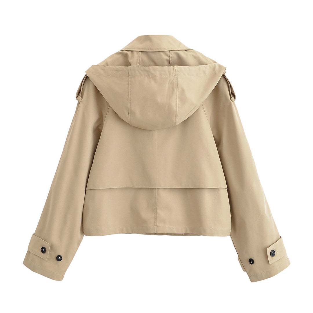Damen 10+ kurzgeschnittener Trench‑Blouson mit doppelreihiger Knopfleiste und Schulterpatte Nord Taschen