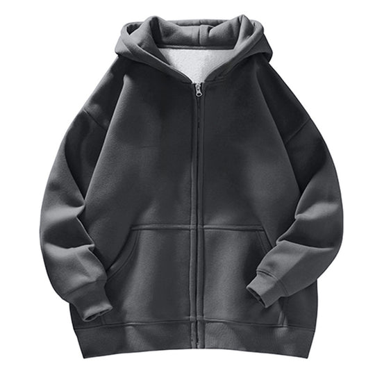Unisex Oversize-Kapuzenjacke mit durchgehendem Reißverschluss, Teddyfutter und Känguru-Taschen Nord Taschen