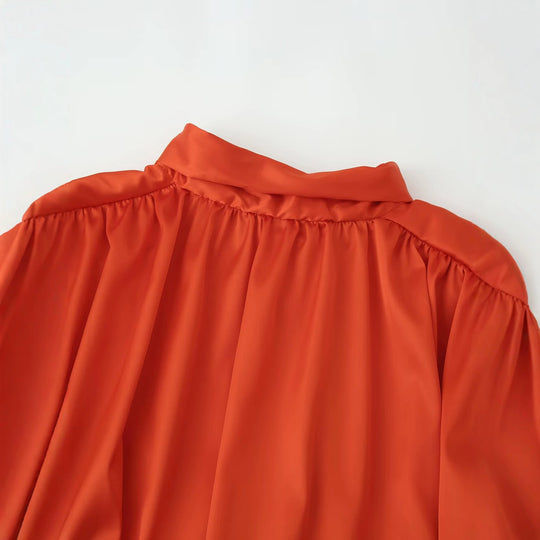 Damen Elegante Bluse mit Rückenfalten und Ballonärmeln Nord Taschen