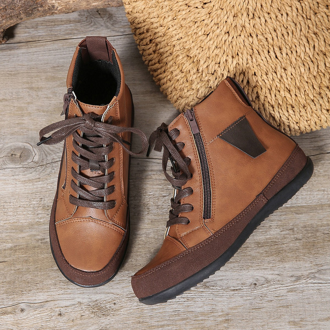 Damen  hochgeschnittene Freizeit-Sneaker-Stiefelette mit seitlichem Reißverschluss gepolstertem Fußbett und rutschfester Gummisohle Nord Taschen