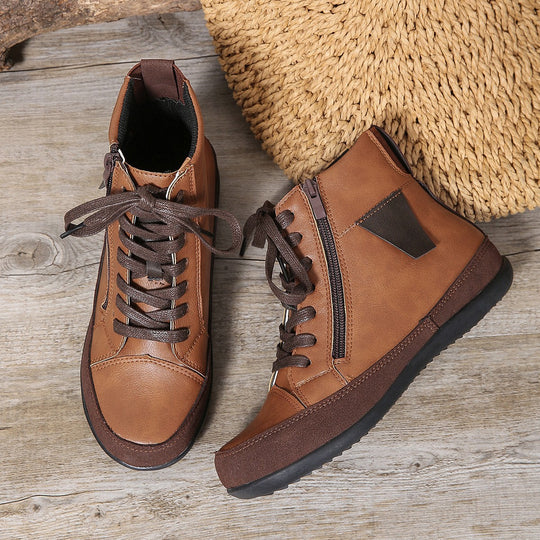 Damen  hochgeschnittene Freizeit-Sneaker-Stiefelette mit seitlichem Reißverschluss gepolstertem Fußbett und rutschfester Gummisohle Nord Taschen