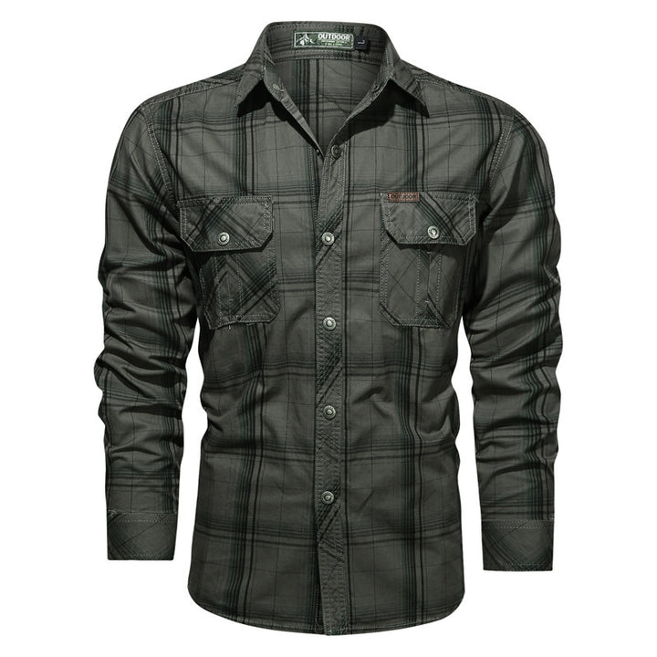 Herren  kariertes Outdoorhemd mit doppelten Brusttaschen, verstärkten Nähten und körpernaher Passform Nord Taschen