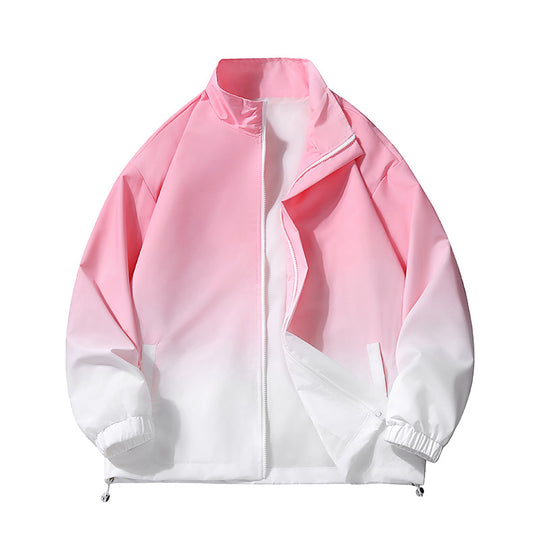 Herren leichte Farbverlauf Windbreakerjacke mit Stehkragen, durchgehendem Reißverschluss & Kordelzugsaum Nord Taschen