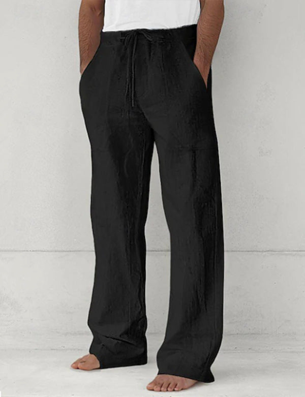 Herren leichte Relax-Chino aus Leinenmix mit weitem Bein, Kordelbund und seitlichen Eingrifftaschen Nord Taschen