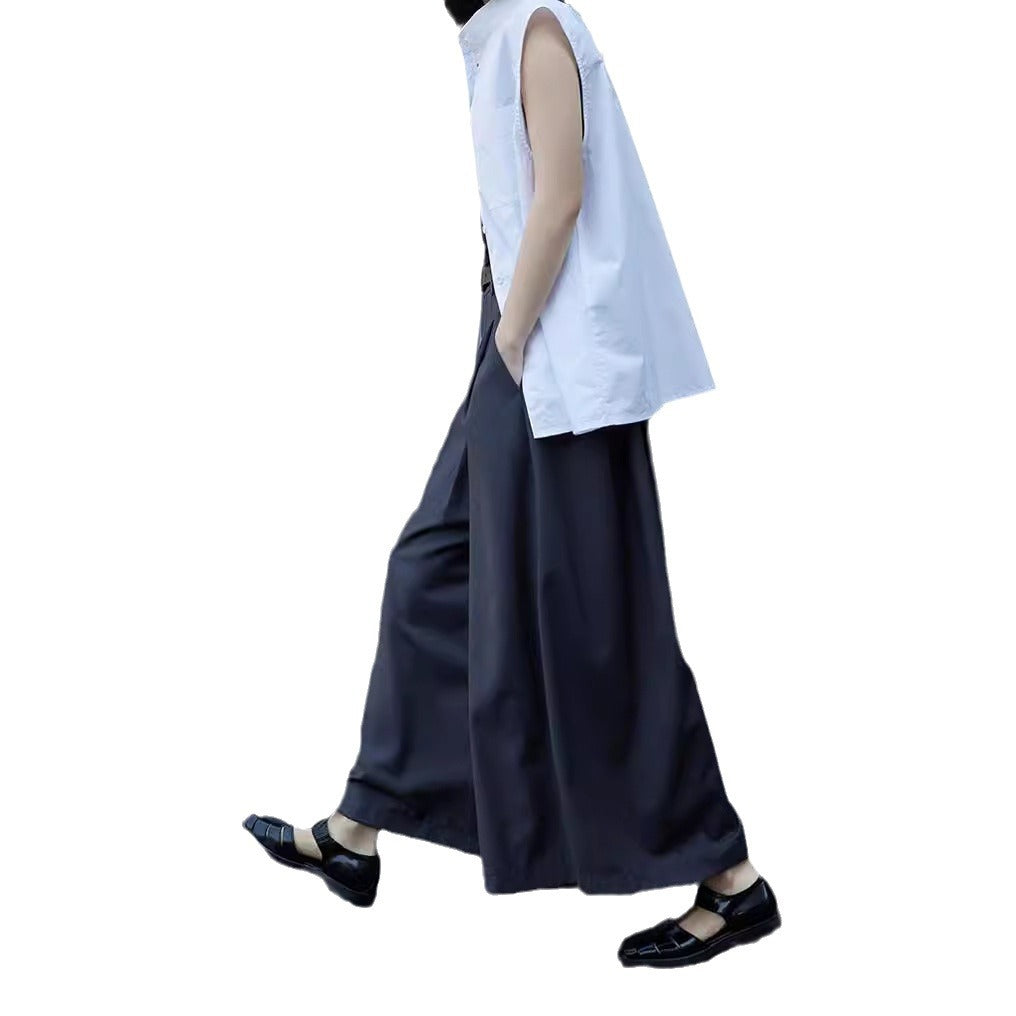 Damen Weite plissierte Culotte-Hose mit hoher Taille, Bundfalten & Eingrifftaschen Nord Taschen
