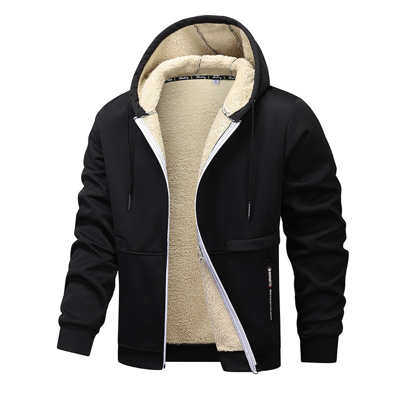 Herren Gefütterte Kapuzenjacke mit Teddyfutter, durchgehendem Reißverschluss und Eingriffstaschen Nord Taschen