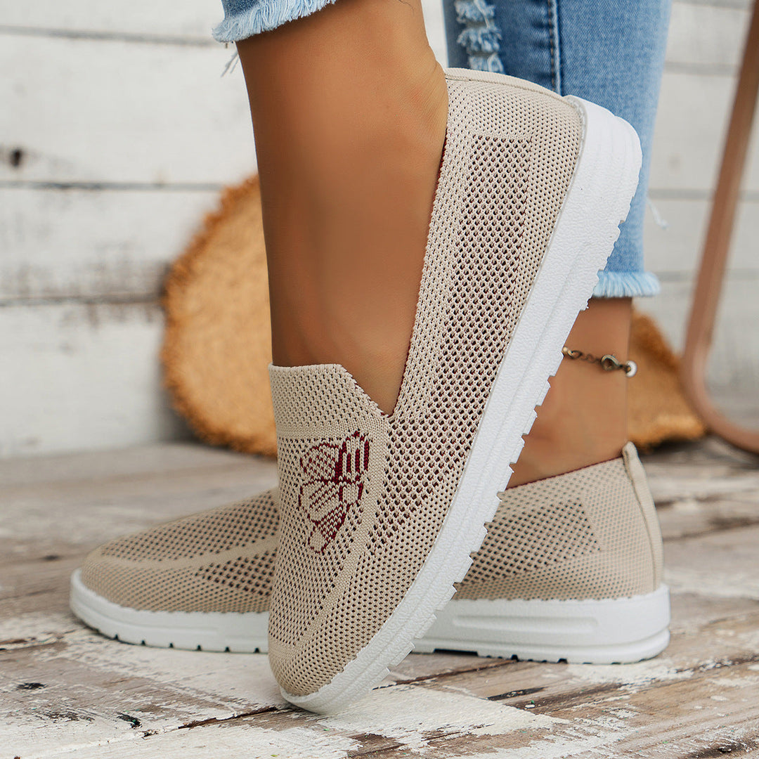 Damen luftige Slip-On Sneakers mit atmungsaktiver Struktur