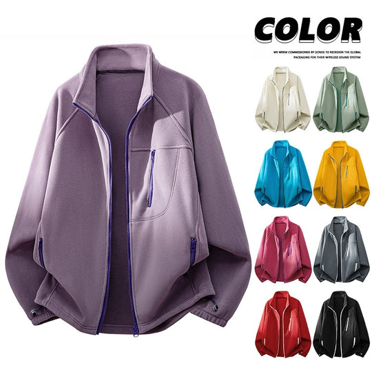 Unisex Leichte Fleecejacke mit Stehkragen, Raglanärmeln und multiplen Reißverschlusstaschen Nord Taschen