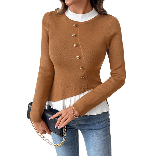 Damen Eleganter Strickblazer mit asymmetrischem Saum Nord Taschen