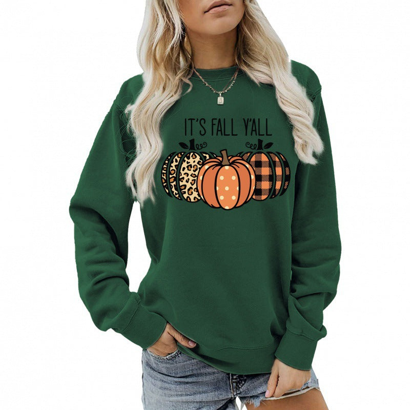 Damen lässiges Herbst Sweatshirt mit Kürbismotiv und Rundhalsausschnitt Nord Taschen