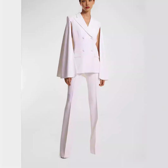 Damen Doppelreihiger Blazer mit Cape-Ärmeln und taillierter Silhouette Nord Taschen