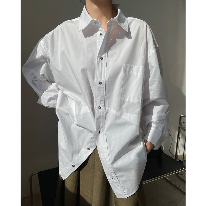 Damen Oversize-Longline-Hemd mit asymmetrischem Saum und kastiger Popeline-Silhouette Nord Taschen