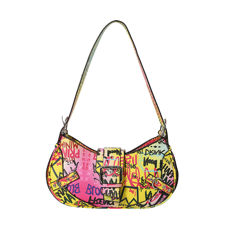 Damen modische Schultertasche mit auffälligem Graffiti-Design Nord Taschen