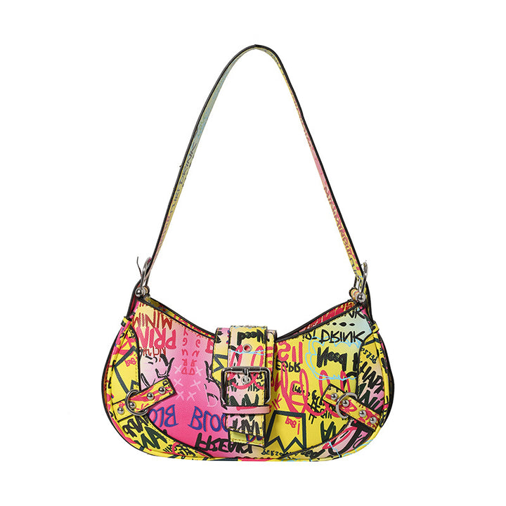 Damen modische Schultertasche mit auffälligem Graffiti-Design Nord Taschen