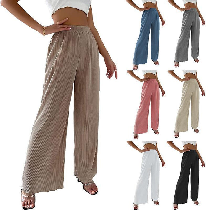 Damen Fließende Plissierte weit geschnittene Hose