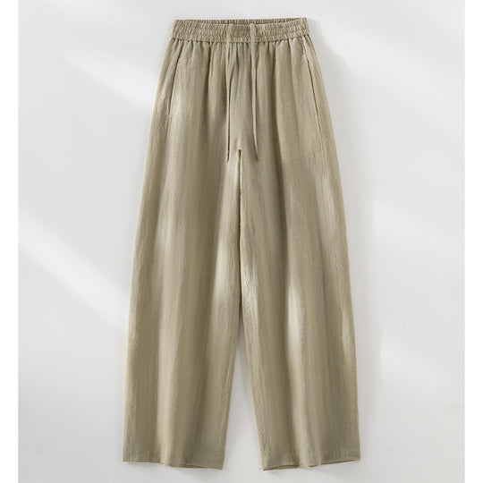 Damen Weite Leinen‑Optik Palazzohose mit elastischem Bund und fließender Silhouette Nord Taschen