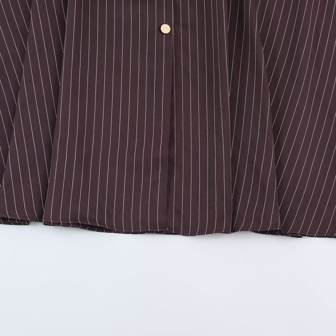 Damen Hemdblusenkleid im Nadelstreifen-Look mit Taillengürtel Nord Taschen