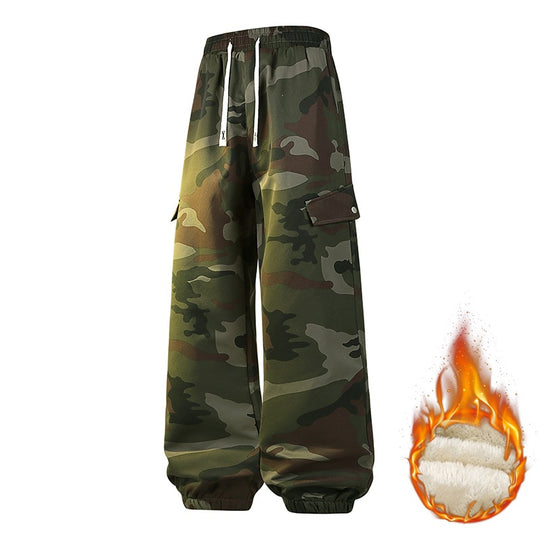 Herren Gefütterte Cargo-Jogginghose im Camouflage‑Militärlook Nord Taschen