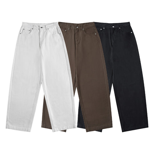Damen Weite High‑Waist Baumwoll-Twill Baggy‑Hose mit tiefem Schritt Nord Taschen