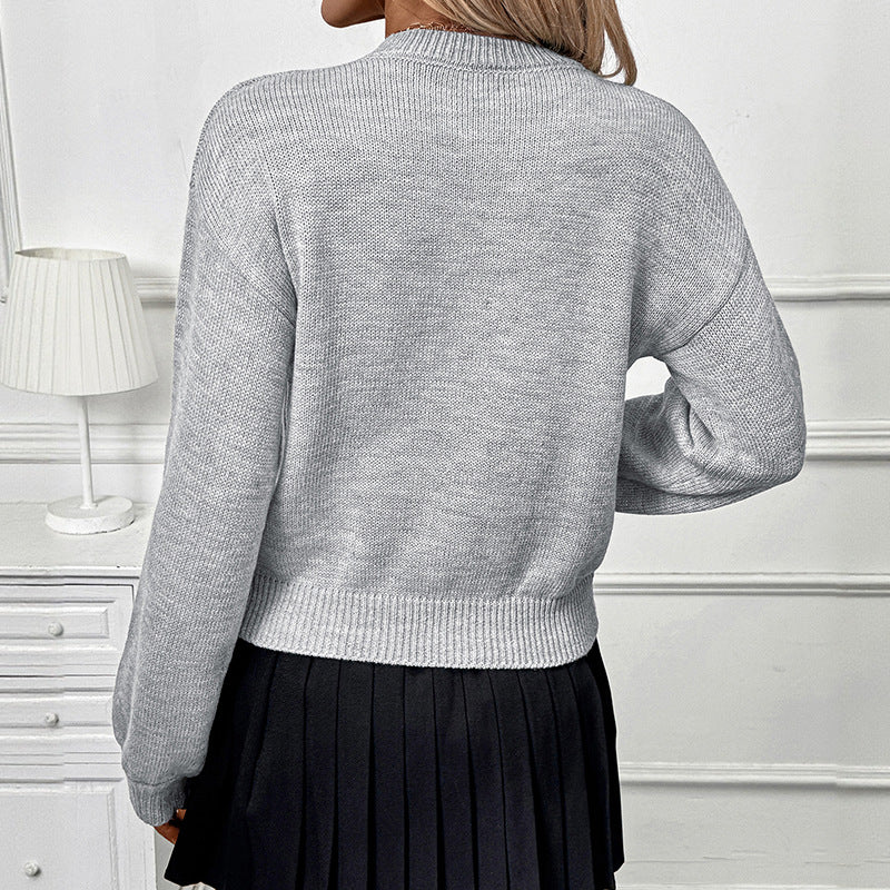 Damen Pullover mit 3D‑Blütenapplikation und Rundhalsausschnitt Nord Taschen