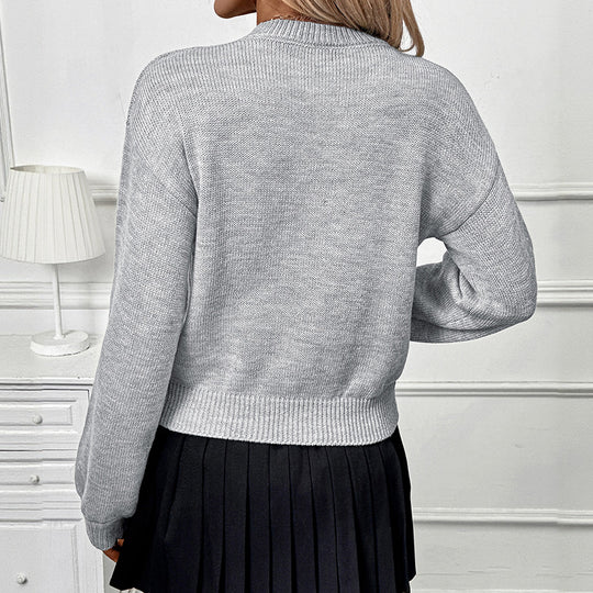 Damen Pullover mit 3D‑Blütenapplikation und Rundhalsausschnitt Nord Taschen