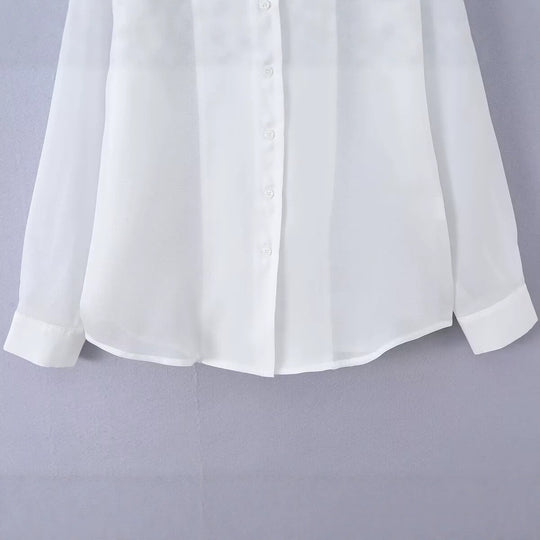 Damen Leichte Chiffon-Hemdbluse mit Oversize-Schnitt und Manschetten Nord Taschen