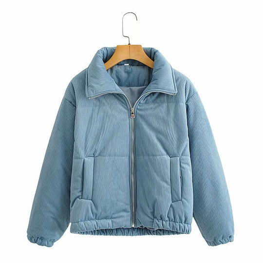 Damen Kurz geschnittene Steppjacke im Cord‑Look mit hohem Stehkragen Nord Taschen