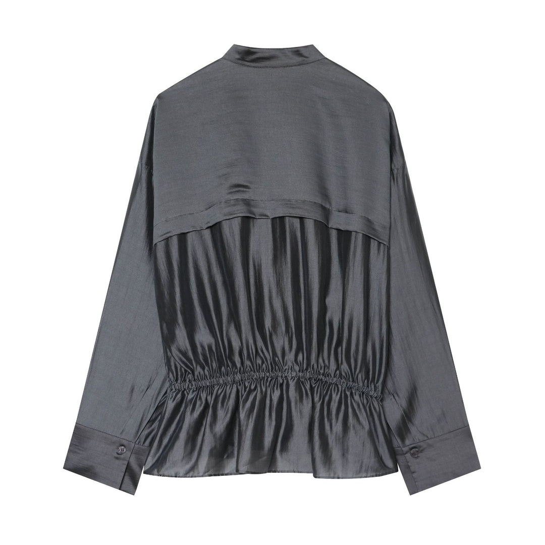 Damen Wickelbluse mit Tunnelzug‑Taillierung und Stehkragen Nord Taschen