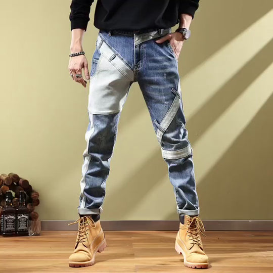 Herren Modische Ripped Jeans mit kreativen Patches Nord Taschen 1788342369