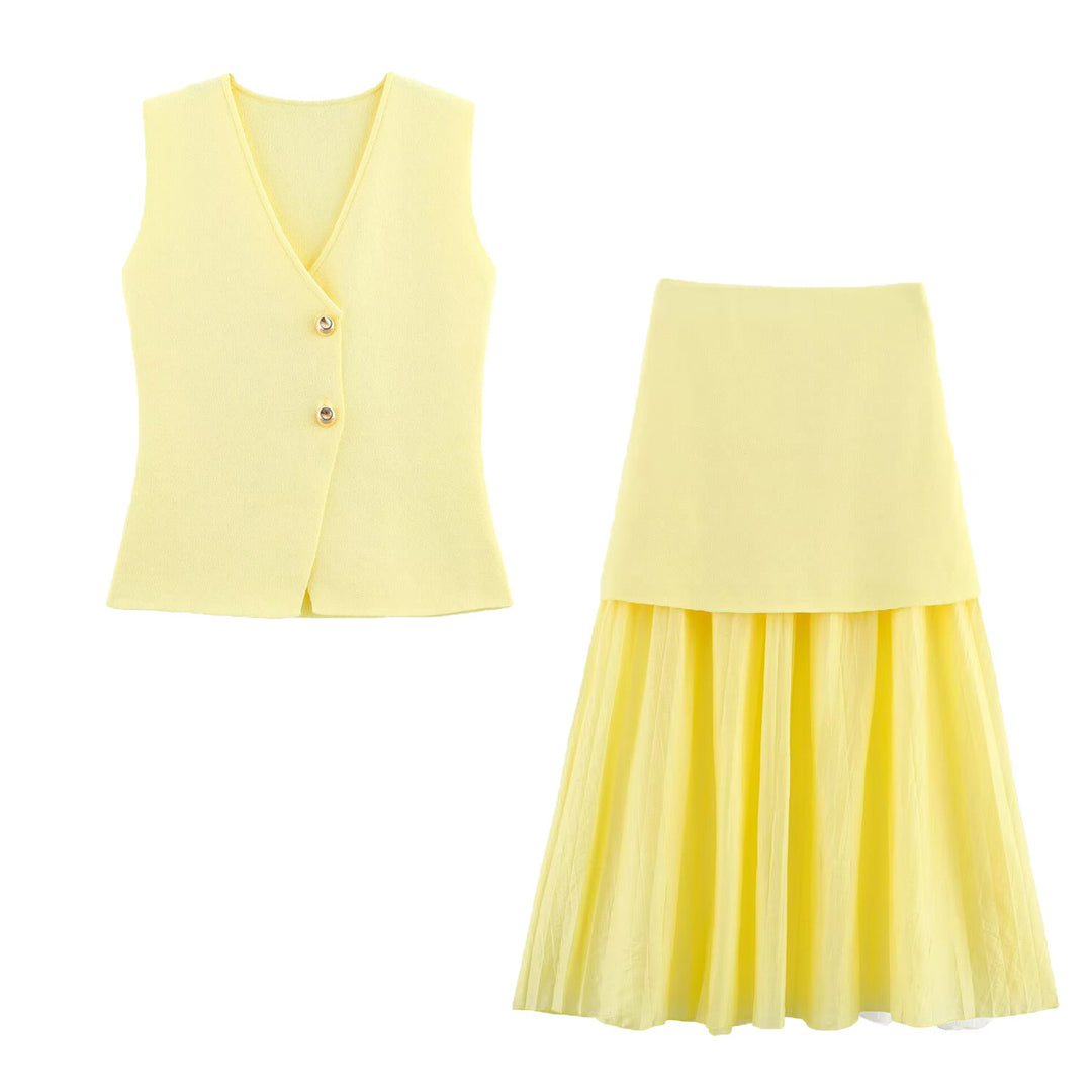 Damen Zweilagiger Chiffon-Maxirock mit glattem Hüftbesatz und A‑Linien‑Fall Nord Taschen