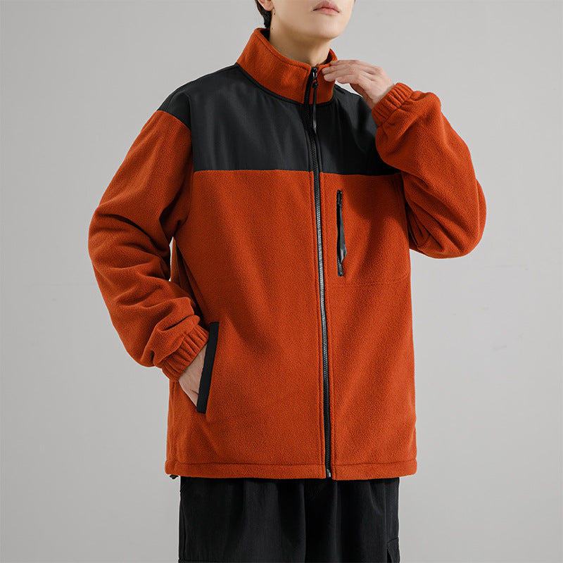Herren Fleecejacke mit verstärktem Schulterpaneel, Stehkragen und Brustreißverschluss Nord Taschen