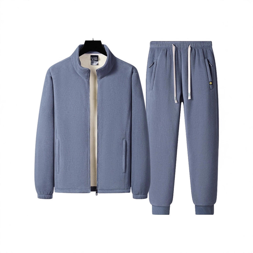 Herren Dreiteiliges Thermo-Fleece-Trainingsset mit wattierter Weste und Jogginghose Nord Taschen