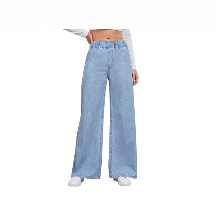 Damen High‑Waist Weite-Jeans mit elastischem Bund und ausgestelltem Bein Nord Taschen